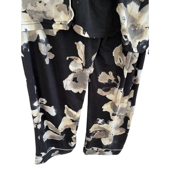 Nicole Miller Womens XL Pajama Set Black Floral Cottagecore Coastal Grandma - Picture 5 of 7
